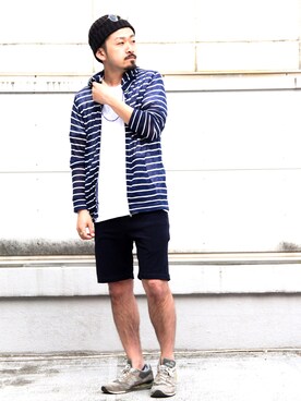 「HVC（エイチブイシー）のアイテム（パンツ）」を使った、阿部係長さん（メンズ・172cm）の春コーディネート