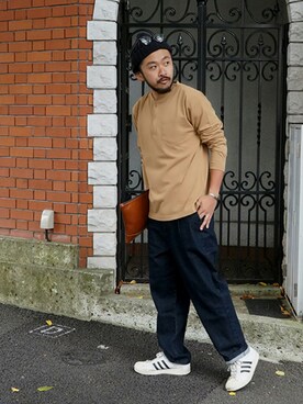 「HVC（エイチブイシー）のアイテム（バッグ）」を使った、阿部係長さん（メンズ・172cm）の夏コーディネート