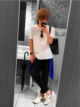 「JUNMEN（ジュンメン）のアイテム（バッグ）」を使った、Re:igaさん（メンズ・174cm）の夏コーディネート