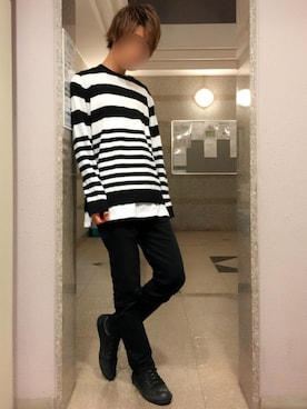 「GAP（ギャップ）のスキニーデニム（デニムパンツ）」を使った、Re:igaさん（メンズ・174cm）の秋コーディネート