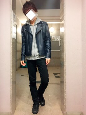 「GAP（ギャップ）のスキニーデニム（デニムパンツ）」を使った、Re:igaさん（メンズ・174cm）の秋コーディネート