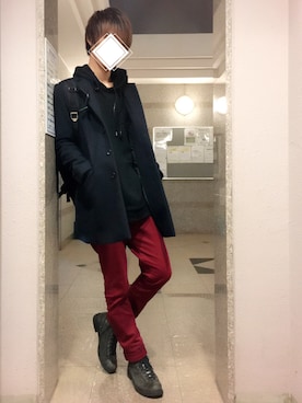「MK MICHEL KLEIN HOMME （エムケーミッシェルクランオム）のアイテム（チェスターコート）」を使った、Re:igaさん（メンズ・174cm）の冬コーディネート