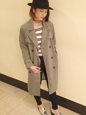 「one way（ワンウェイ）のアイテム（トレンチコート）」を使った、Misaki Hさん（レディース・165cm）の冬コーディネート