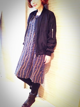 「KBF（ケイビーエフ）のアイテム（ブルゾン）」を使った、yuiさん（レディース・154cm）の冬コーディネート