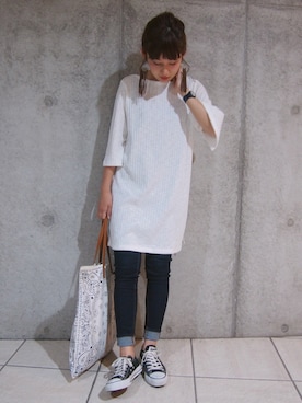 「LEPSIM（レプシィム）のアイテム（チュニック）」を使った、yuiさん（レディース・154cm）の夏コーディネート