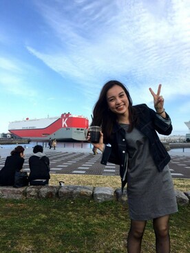 「バレンタインデートスタイル」｜「アイテム（デニムジャケット）」を使った、kako.oさん（レディース・157cm）の冬コーディネート
