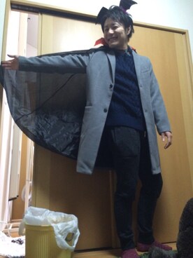 「ハロウィン」｜「アイテム（チェスターコート）」を使った、Ryo-chan!!さん（メンズ・169cm）の秋コーディネート