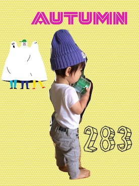 「babygap」｜「アイテム（チノパンツ）」を使った、サッカーはおれの夢だ！さん（キッズ・80cm）の秋コーディネート