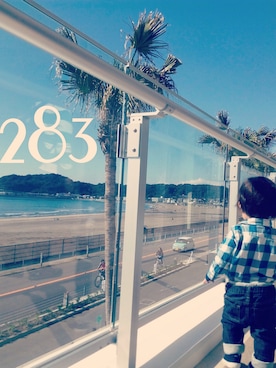 「babyGAP（babyGAP）のアイテム（ロンパース、ブルー系）」を使った、サッカーはおれの夢だ！さん（キッズ・90cm）の秋コーディネート