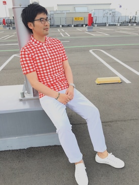 「アイテム（ポロシャツ）」を使った、Anazawaさん（メンズ・175cm・20代）の春コーディネート