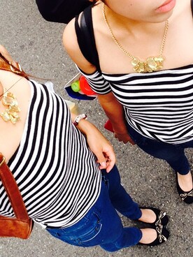 「GRL（グレイル）のアイテム（Tシャツ/カットソー、ホワイト系）」を使った、Hさん（レディース・160cm）の秋コーディネート