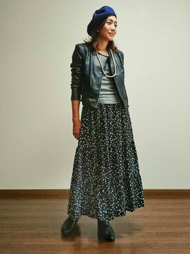 ライダースジャケットを使った ロングスカート の人気ファッションコーディネート Wear