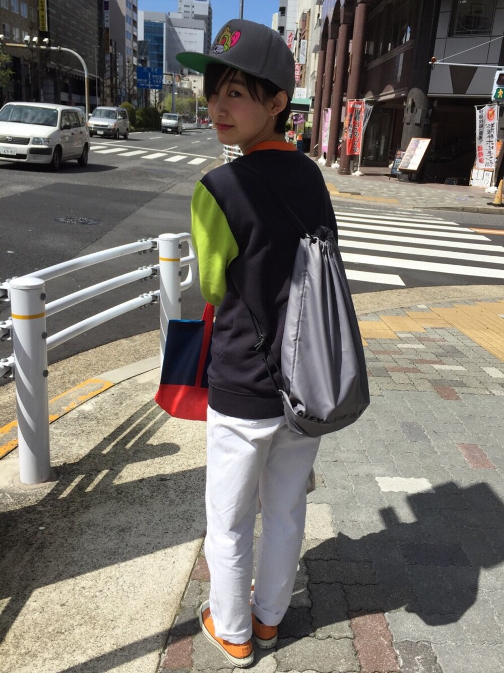 「ttt-msw、adidas originals、adidas Originals by JEREMY SCOTT、used、used mix、古着、古着MIX、converse、Alexander Wang、ALEXANDER WANG×H&M」｜「ttt_mswのアイテム（キャップ、グレー系）」を使った、NAOさん（レディース・161cm）の春コーディネートの1枚目の写真