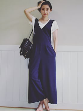 「Furryrate（ファーリーレート）のアイテム（つなぎ/オールインワン）」を使った、NAOさん（レディース・161cm）の秋コーディネート