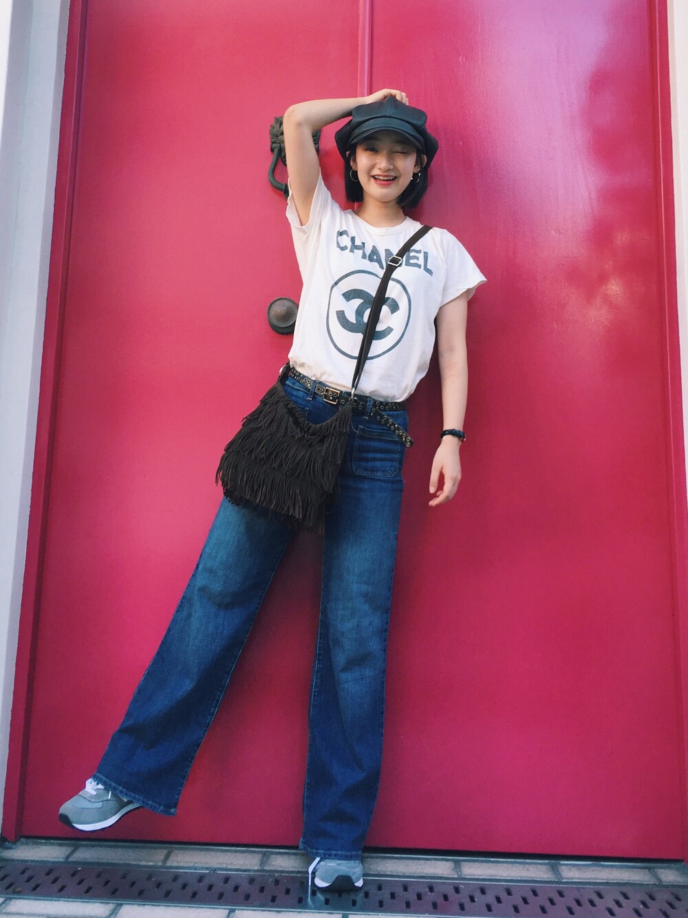 「GAP、NEWBALANCE、GAPkids、秋のコーデ、オトナカジュアル、シンプルスタイル、パンツスタイル、ドラフトABC、ドラフトGAP」｜「GAPのアイテム（デニムパンツ、ブルー系）」を使った、NAOさん（レディース・161cm）の秋コーディネートの1枚目の写真