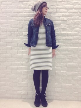 「春ワンピ」｜「アイテム（デニムジャケット）」を使った、romiさん（レディース・150cm）の春コーディネート