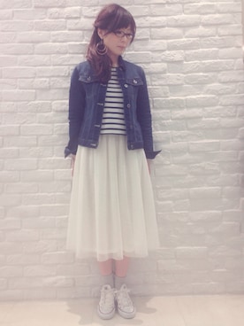 「春ワンピ」｜「アイテム（デニムジャケット）」を使った、romiさん（レディース・150cm）の春コーディネート