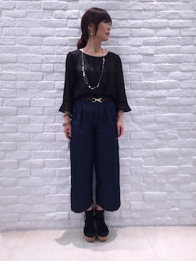 「黒ブラウス」｜romiさん（レディース・150cm）の夏コーディネート