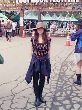 「アイテム（マウンテンパーカー、ブルー系）」を使った、romiさん（レディース・150cm）の夏コーディネート