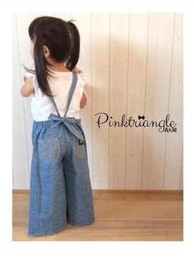 「カットオフ」｜「アイテム（オールインワン・サロペット）」を使った、PinktriangleAKMさん（キッズ・90cm）の夏コーディネート