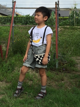 「チャイハネ（チャイハネ）のアイテム（ボディバッグ/ウエストポーチ）」を使った、けいたんさん（キッズ・120cm）の夏コーディネート
