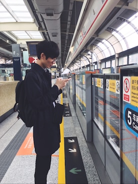 「GAP（ギャップ）のアイテム（バックパック/リュック）」を使った、嘉树さん（メンズ・185cm）の秋コーディネート