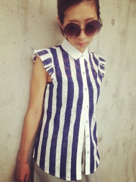 「Settimissimo（セッティミッシモ）のアイテム（トップス）」を使った、Yumiさん（レディース・157cm）の夏コーディネート