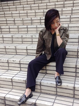 「Settimissimo（セッティミッシモ）のアイテム（パンツ）」を使った、Yumiさん（レディース・157cm）の秋コーディネート