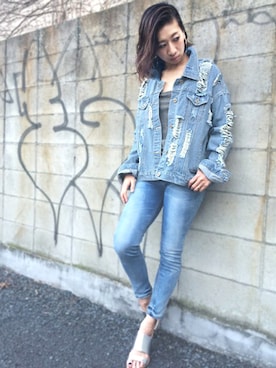 「Settimissimo（セッティミッシモ）のアイテム（ジャケット/アウター）」を使った、Yumiさん（レディース・157cm）の春コーディネート