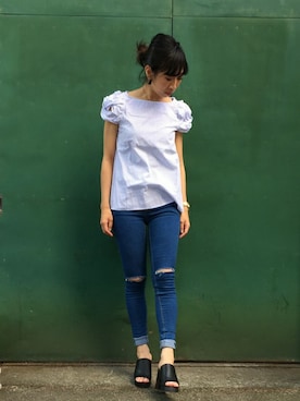 「Settimissimo（セッティミッシモ）のアイテム（トップス）」を使った、Yumiさん（レディース・156cm）の夏コーディネート