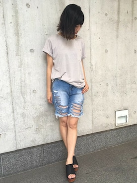 「Settimissimo（セッティミッシモ）のアイテム（パンツ）」を使った、Yumiさん（レディース・156cm）の夏コーディネート