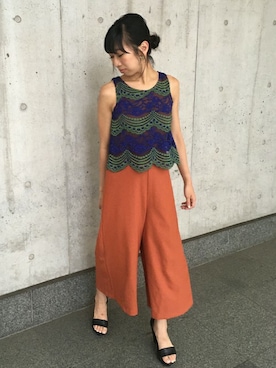 「おとなコーデ」｜「アイテム（つなぎ/オールインワン）」を使った、Yumiさん（レディース・156cm）の夏コーディネート