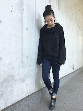 「バルーンスリーブ」｜Yumiさん（レディース・156cm）の冬コーディネート