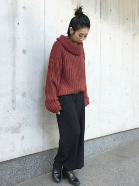 「バルーンスリーブ」｜Yumiさん（レディース・156cm）の冬コーディネート