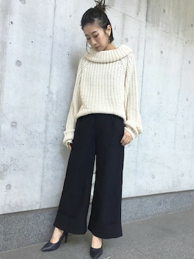 「Settimissimo（セッティミッシモ）のアイテム（パンツ）」を使った、Yumiさん（レディース・156cm）の冬コーディネート