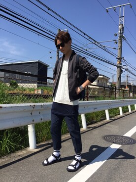 「くつした」｜「アイテム（ブルゾン）」を使った、Kyosukeさん（メンズ・170cm）の春コーディネート