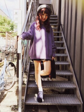 「school」｜「アイテム（ハンチング/ベレー帽）」を使った、✡ かすみん ✡さん（レディース・156cm）の秋コーディネート