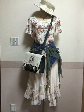 「axes femme（アクシーズファム）のアイテム（ボストンバッグ）」を使った、ありすさん（レディース・163cm）の夏コーディネート