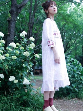 「70's」｜「アイテム（チュニック）」を使った、Grimoireさん（レディース・157cm）の夏コーディネート