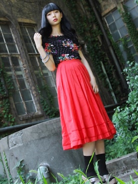 「Grimoire（グリモワール）のアイテム」を使った、Grimoireさん（レディース・157cm）の夏コーディネート