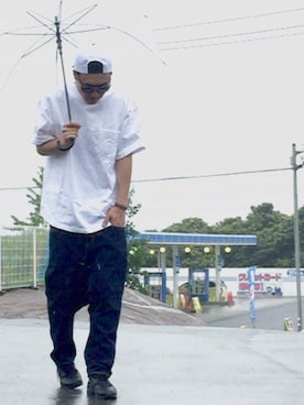 「アイテム（帽子）」を使った、TOMOさん（メンズ・188cm）の夏コーディネート