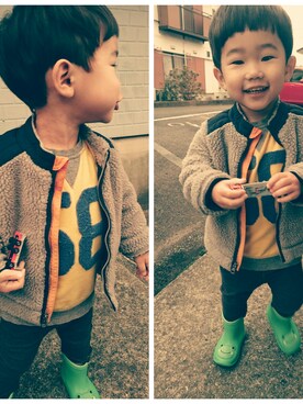 「GAP（ギャップ）のアイテム（ブルゾン）」を使った、yotticuriさん（キッズ・90cm）の秋コーディネート