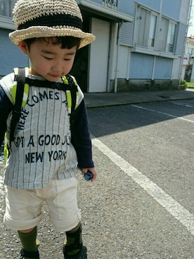 「b・ROOM（ビールーム）のアイテム（バッグ）」を使った、yotticuriさん（キッズ・90cm）の春コーディネート