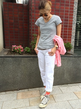 「CURRENT ELLIOTT」｜mahiroさん（レディース・156cm）の夏コーディネート