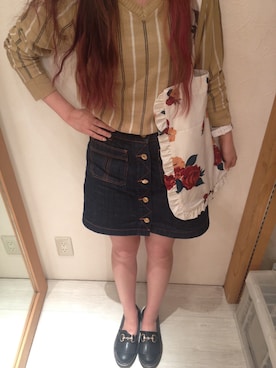「バラ柄」｜「アイテム（その他シューズ）」を使った、kaoriさん（レディース・158cm）の秋コーディネート