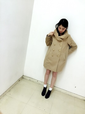 「ダブルボタン」｜「アイテム（ブーツ）」を使った、kaoriさん（レディース・158cm）の冬コーディネート