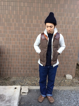「POINTER（ポインター ）のアイテム（パンツ）」を使った、GARIさん（メンズ・171cm）の冬コーディネート