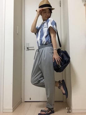 「アイテム（サンダル、ブルー系）」を使った、みじんこ！さん（レディース・150cm）の夏コーディネート