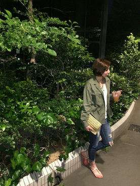 「アイテム（その他アウター、グリーン系）」を使った、kaoriさん（レディース・163cm）の春コーディネート