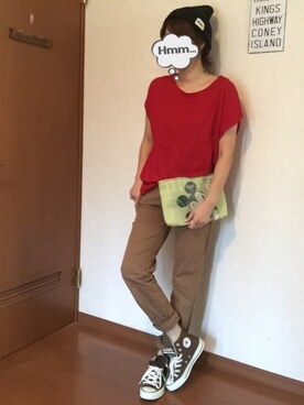 kary☆さんの「WOMEN コットンストレッチジョガーパンツ」を使ったコーディネート